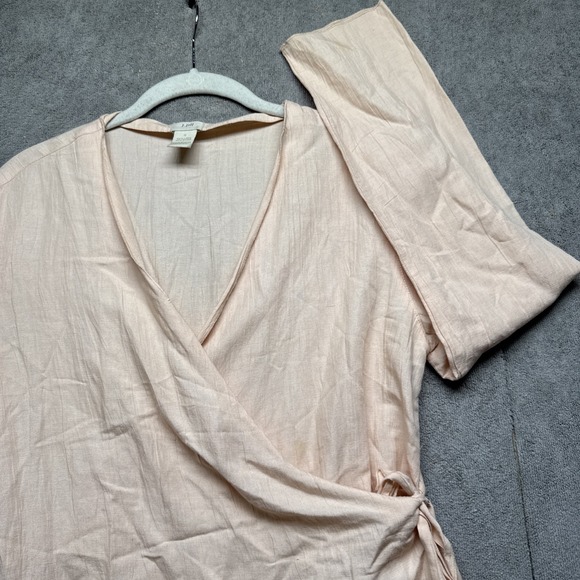 J. Jill Tops - J Jill Linen Wrap Top Size Small Peach Long Sleeve‎ V Neck Lightweight Beachy